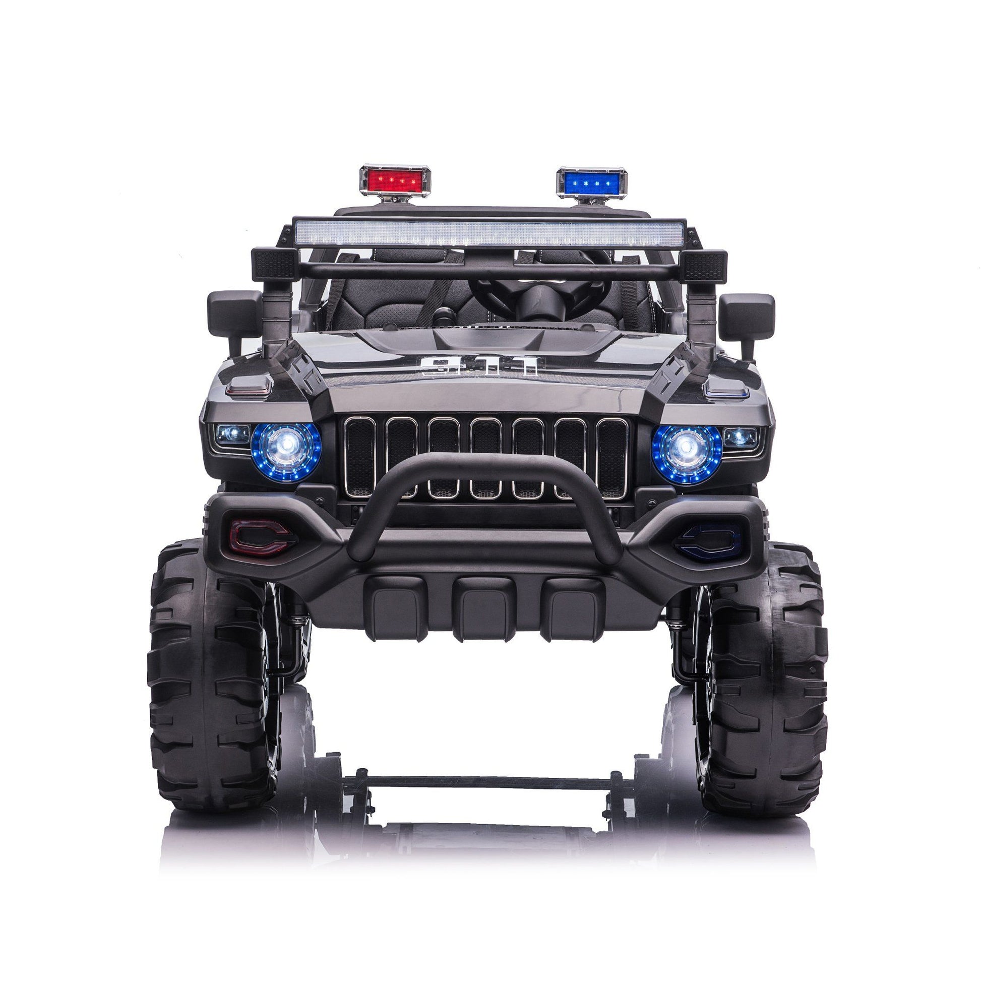 12V 4X4 Police Truck 2 Seater Ride on (Black) | Freddo Toys