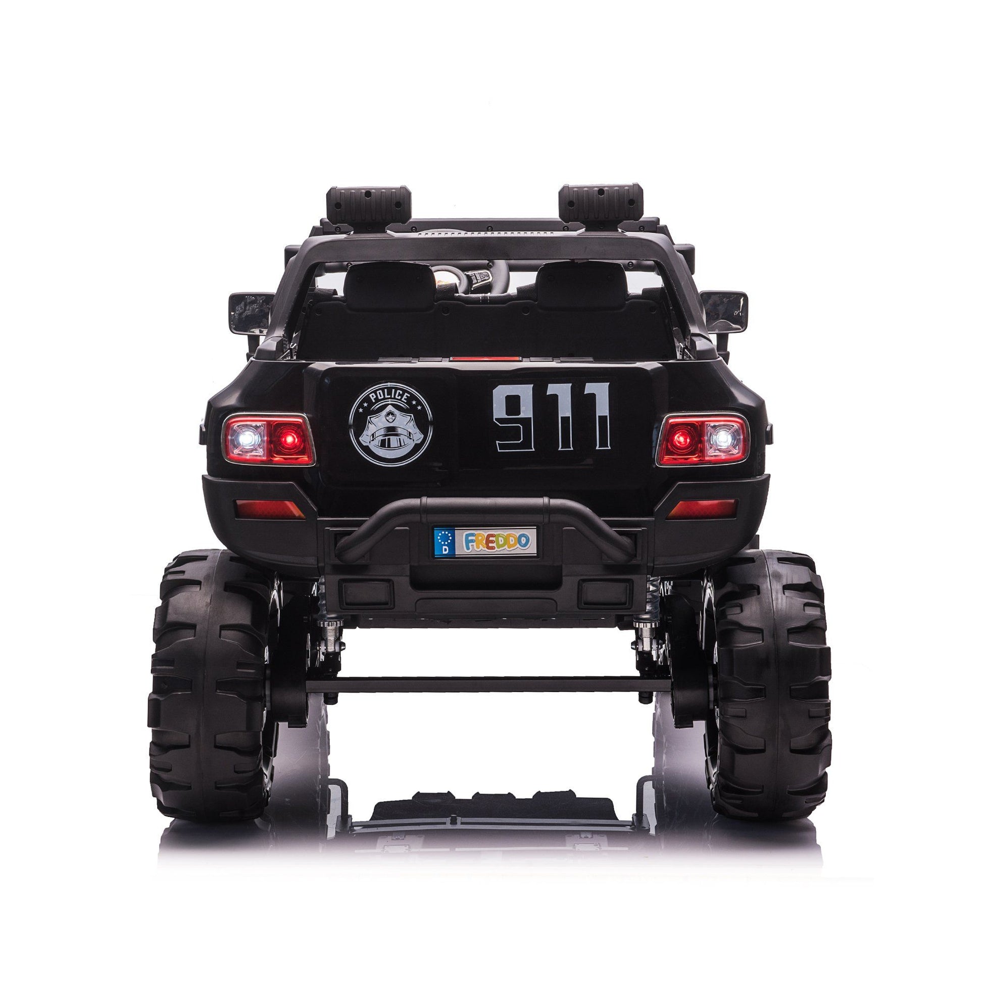12V 4X4 Police Truck 2 Seater Ride on (Black) | Freddo Toys