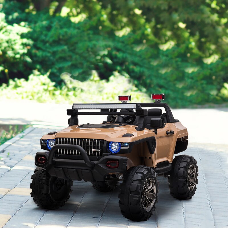 12V Off Road 4X4 2 Seater Ride on Monster Truck with Parental Remote Control for 3-8 Years (Desert Storm Yellow)