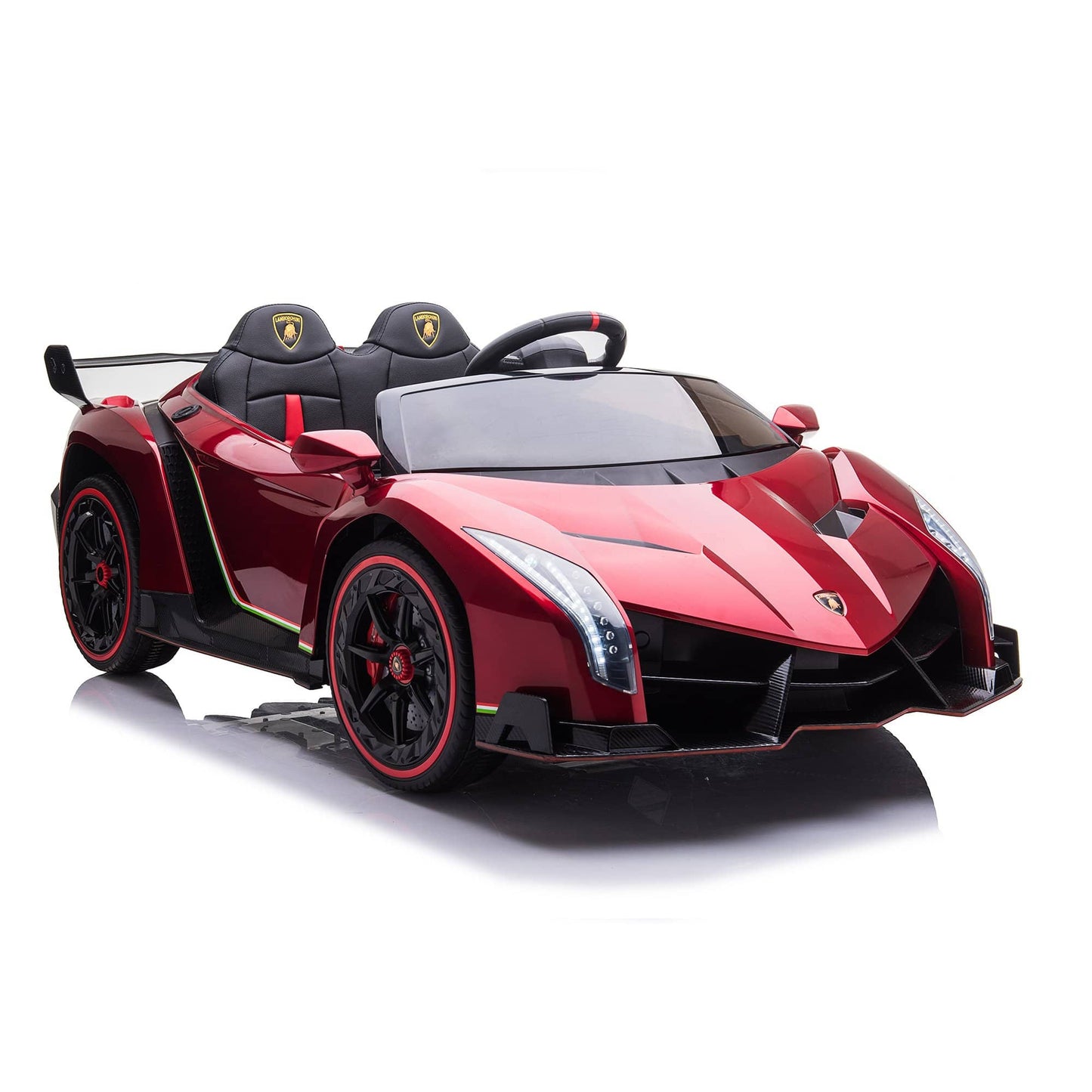 24V 4x4 Lamborghini Veneno 2 Seater Ride on with Parental Remote Control for 3-8 Years (Red)