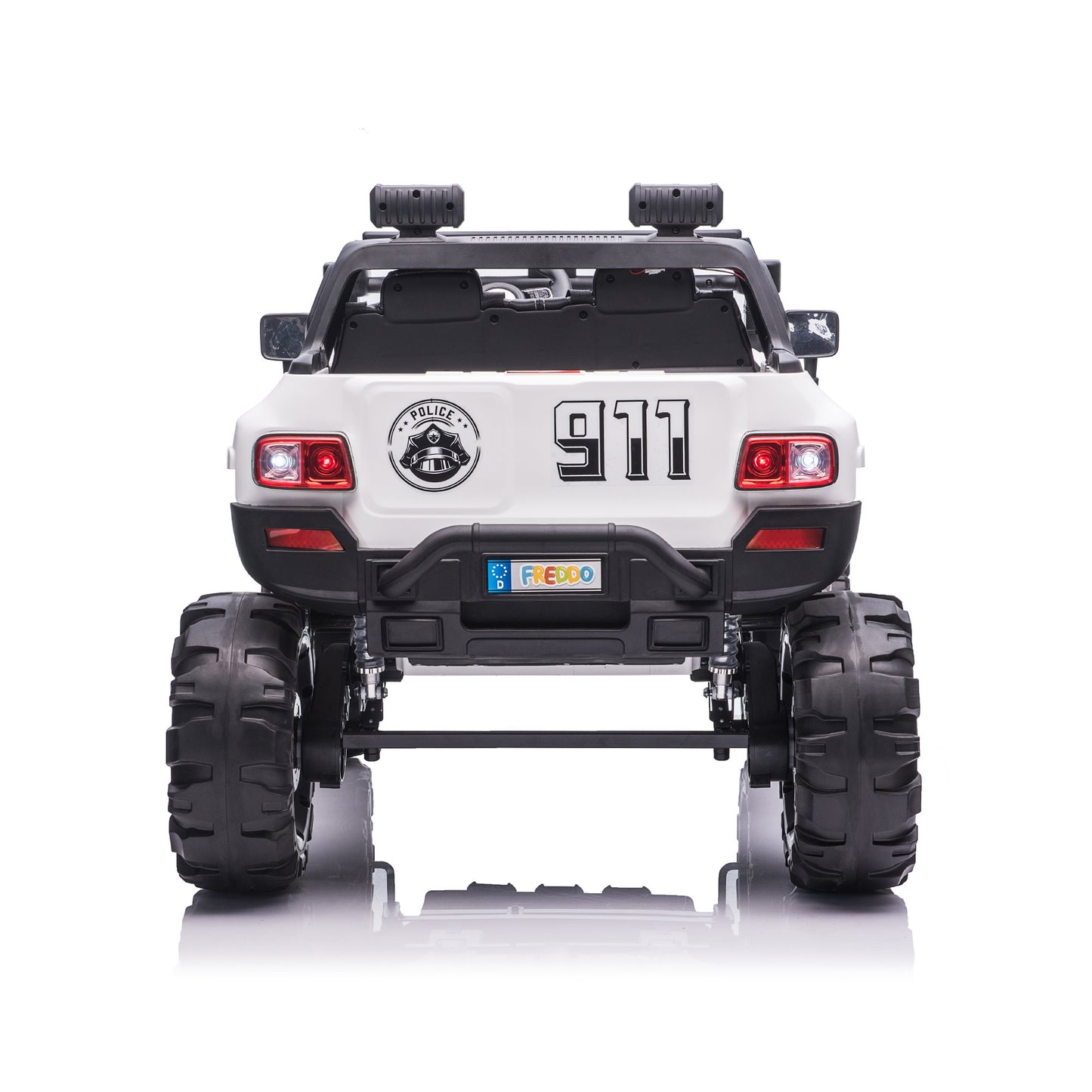 12V 4X4 Police Truck 2 Seater Ride on with Parental Remote Control for 3-8 Years (White)